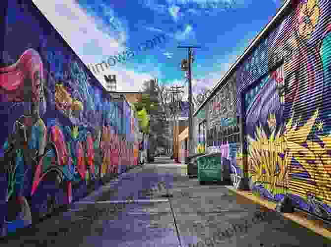 A Vibrant City Street Art District With Colorful Murals, Graffiti, And Sculptures Adorning The Walls City Learn Places In A City And What People Do There : Picture About Most Typical Places In The City With Their Description For Children (Spending My Day)