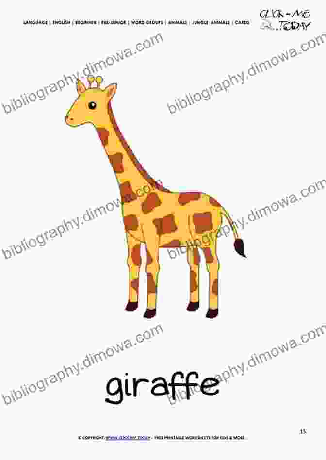 Close Up Of A Colorful Animal Flashcard Featuring A Giraffe. Animals ABC 1 Flash Cards Pictures And Words Learn English: 54 Learning Cards To Learn English The Easy Way With Animal ABC Flashcards (First Words In English)